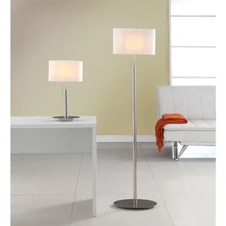 Artiva USA 'Audrey' Slim Oval European Design Brushed Steel Table and Floor Lamp Set