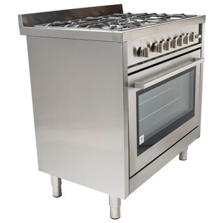 Cosmo COS-965AGF 36-inch Gas Range with 5 Italian Made Stainless Steel Burners, Broiler and Motorized Rotisserie
