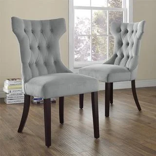 Dorel Living Clairborne Grey Tufted Dining Chair (Set of 2)