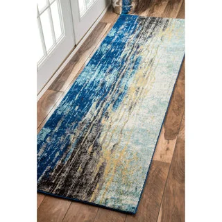 nuLOOM Modern Abstract Vintage Blue Runner Rug (2'8 x 8')