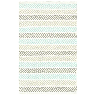 Altair Turquoise Rectangle Cotton Reversible Area Rug (5' x 7'9)