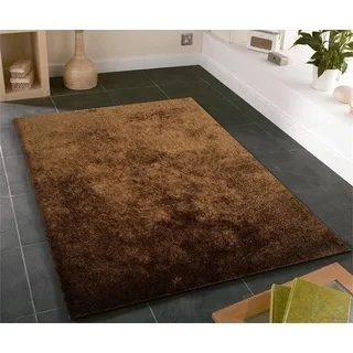 Shag Solid Brown Area Rug (5' x 7')