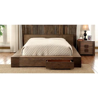 Furniture of America Shaylen II Rustic 2-piece Natural Tone Low Profile Storage Bed and Nightstand Set