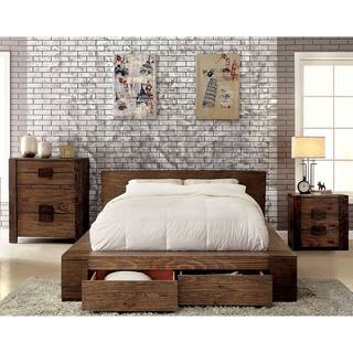 Furniture of America Shaylen II Rustic 3-piece Natural Tone Low Profile Storage Bedroom Set