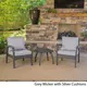 Honolulu Outdoor 3-piece Wicker Chat Set with Cushions by Christopher Knight Home - Thumbnail 2