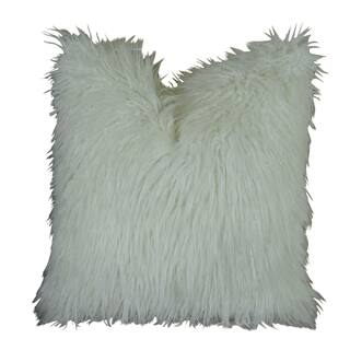 Plutus Curly Mongolian Faux Fur White Handmade Double-sided Throw Pillow