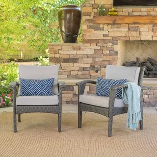 Honolulu Outdoor Wicker Club Chair with Cushion (Set of 2) by Christopher Knight Home