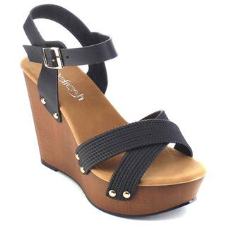 Beston AB39 Women's Criss Cross Platform Wedges