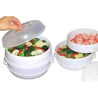 Healthy Cooking Quick Fast Vegetables 2-tier Microwaveble Steamer