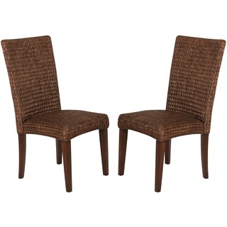Montgomery Rattan Woven Dark Brown Dining Chairs (Set of 2)