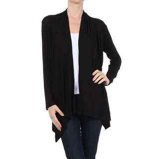 MOA Collection Women's Solid Open Front Cardigan