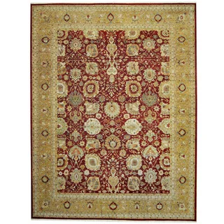 Herat Oriental Indo Hand-knotted Mahal Rust/ Gold Wool Rug (9' x 11'7)