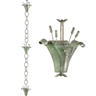 Flowers Rain Chain Blue Verde Copper by Good Directions