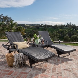 Toscana Outdoor Wicker 3-piece Adjustable Armed Chaise Lounge Set by Christopher Knight Home