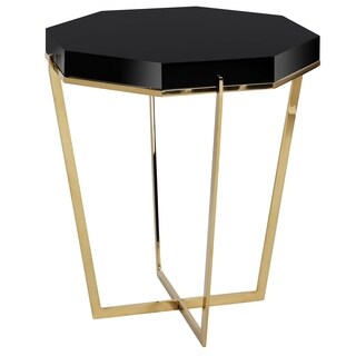 Safavieh Couture High Line Collection Danna Black Lacquer Stainless Steel End Table