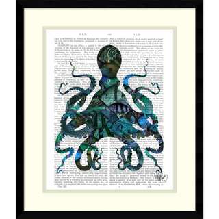 Fab Funky 'Fishy Blue Octopus' Framed Art Print 16 x 19-inch