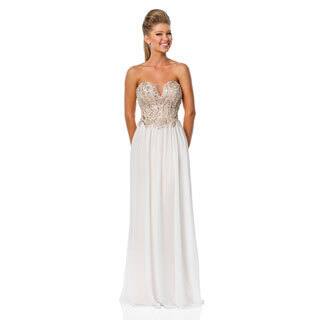 Terani Couture Women's Chiffon Strapless Prom Gown