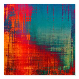Gallery Direct Red, Orange and Blue Abstract Print on Birchwood Wall Art