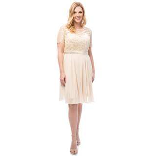 Robin DS Women's Plus Shiny Sequinned top Cocktail Dress with Pleated Chiffon Skirt