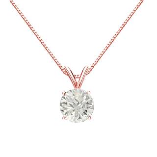 Auriya 14k Gold 1ct TDW Round-cut Diamond Solitaire Necklace (J-K, I1-I2)
