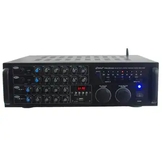 Pyle PMXAKB2000 2000-watt Bluetooth DJ Karaoke Mixer and Amplifier with 2 Microphone Inputs