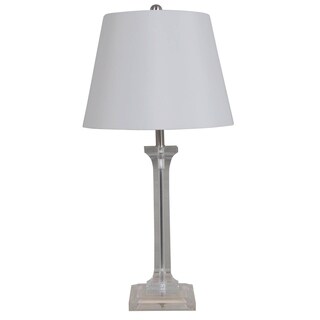 Catalina Dimmable 30-inch Led Clear Acrylic Table Lamp, with White Faux Silk Shade, and LED Bulb Included
