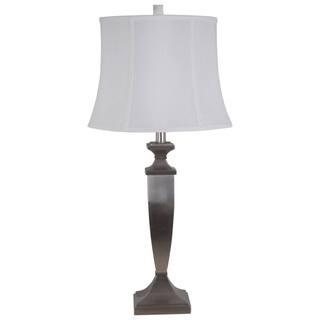 Dimmable 30-inch Led Metal Table Lamp with Brushed Nickel Finish and a Faux Silk Shade