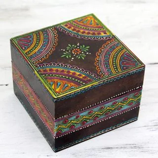 Handpainted Wood 'Festive Jodhpur' Decorative Box (India)