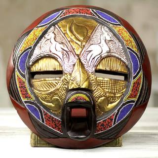 Handcrafted Beaded Sese Wood 'Promise of Prosperity' Mask (Ghana)