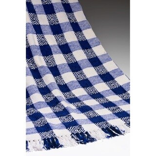 Blue Cotton Diamond Weave Throw Blanket