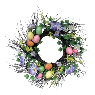 Spring Collection 22-inch Spiral Egg Wreath
