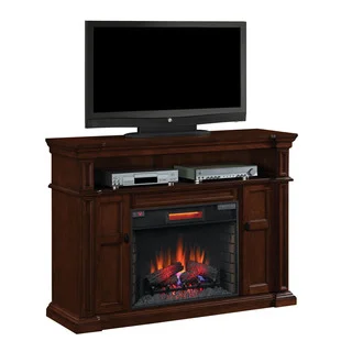 Wyatt TV Stand with 28-inch Infrared Quartz Fireplace - Vintage Mahogany