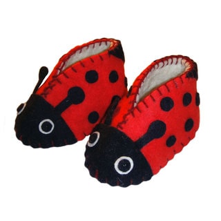 Handcrafted Felt Ladybug Zooties Baby Booties (Kyrgyzstan)
