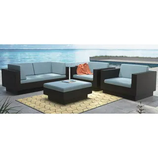 CorLiving Park Terrace 5pc Textured Black Weave Sofa Patio Set