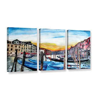 ArtWall 'Marcus/Martina Bleichner's Gondolas on anale Grande in Venice' 3-piece Gallery Wrapped Canvas Set