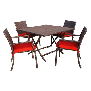 5-piece Cafe Square Resin Wicker Dining Set