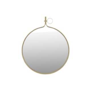 Large Gloss Finish Gold Metal Round Wall Mirror with Metal Hanger