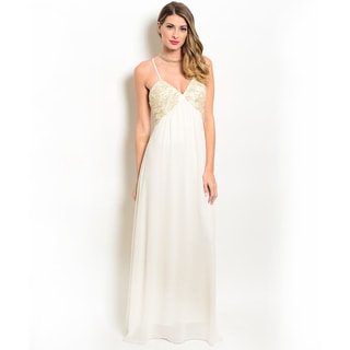 Shop the Trends Women's Embellished Bodice Empire Gown With V-Neckline