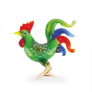 Fitz Floyd Olivia Glass Green Rooster Figurine
