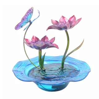 Peaktop Indoor Hand-painted Butterfly Glass Tabletop Water Fountain