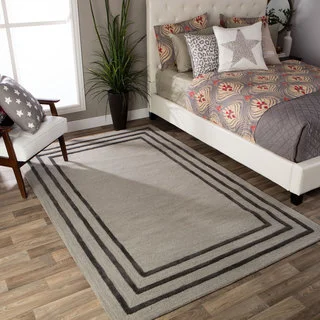 Andrew Charles Ogee Collection Border Light Grey Area Rug (5' x 8')