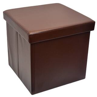 Faux Leather Folding Storage Ottoman Foot Rest Stool Seat