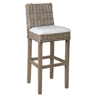 Crafted Home Beatty Rattan Barstool With Upholstered Seat