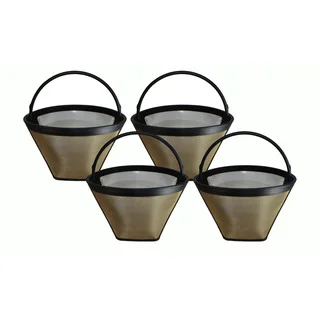 4 Washable Gold Tone #4 Cone Coffee Filters, Part # GTF