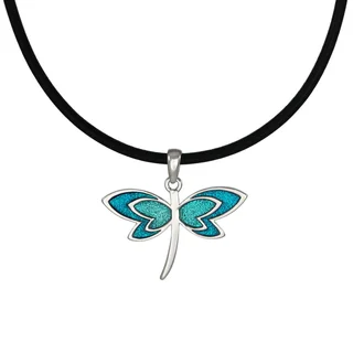 Jewelry by Dawn Turquoise Blue Dragonfly Greek Leather Cord Necklace