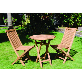 Vineyard Teak Folding Octagon Table and 2 Chairs Set