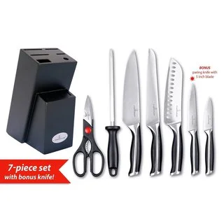 Culina German Steel 7-piece Knife and Block Set + 1 Bonus Utility Knife