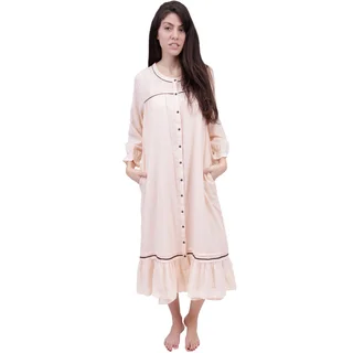 La Cera Women's Long Sleeve Front Button Up Robe