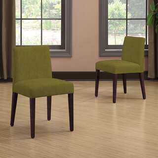 Portfolio Amity Apple Green Linen Armless Dining Chair Set (Set of 2)
