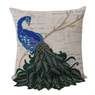 Thro by Marlo Lorenz Postcard Print Peacock 16-inch Decorative Throw Pillow